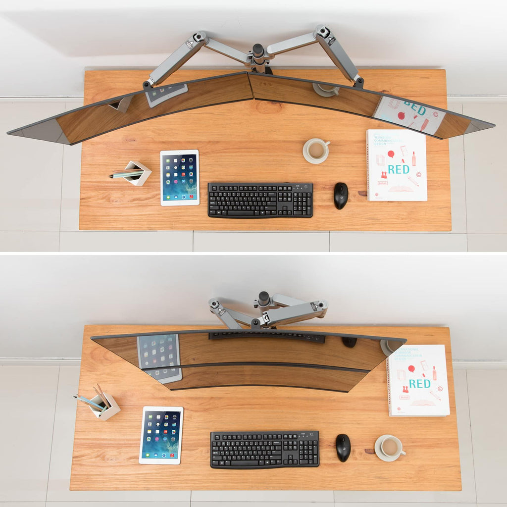 AVLT Dual 17"-32" Stacked Monitor Arm Desk Mount for 2 Flat or Curved Screens,