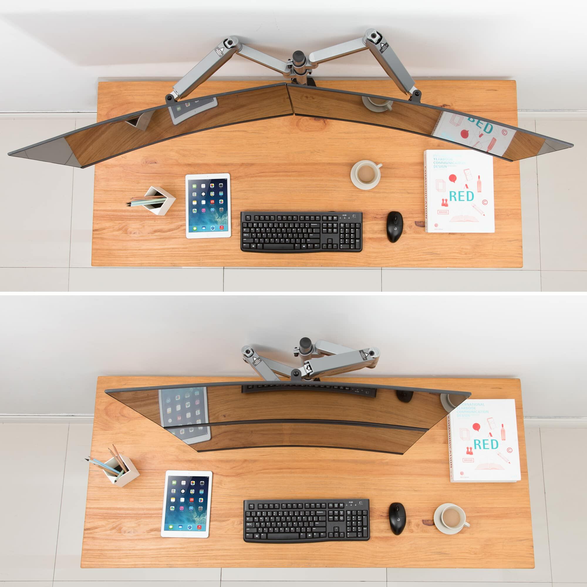 AVLT Dual 17"-32" Stacked Monitor Arm Desk Mount for 2 Flat or Curved Screens,