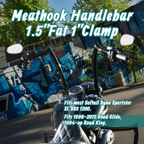12" Ape Hanger Handlebars 1.5" Fat for Harley Dyna Sportster XL Street Bob