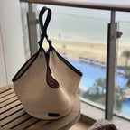 Lanshgo Straw Woven Shoulder Bag Women Summer Beach Tote Bag