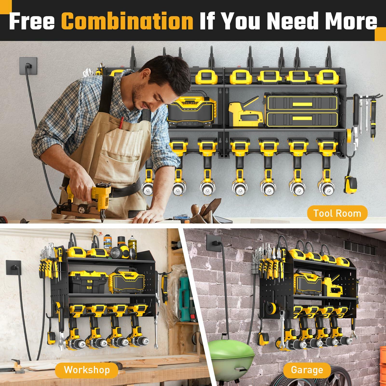 ZESEN Power Tool Organizer Wall Mount 3-Layer Charging Station 6 Outlets