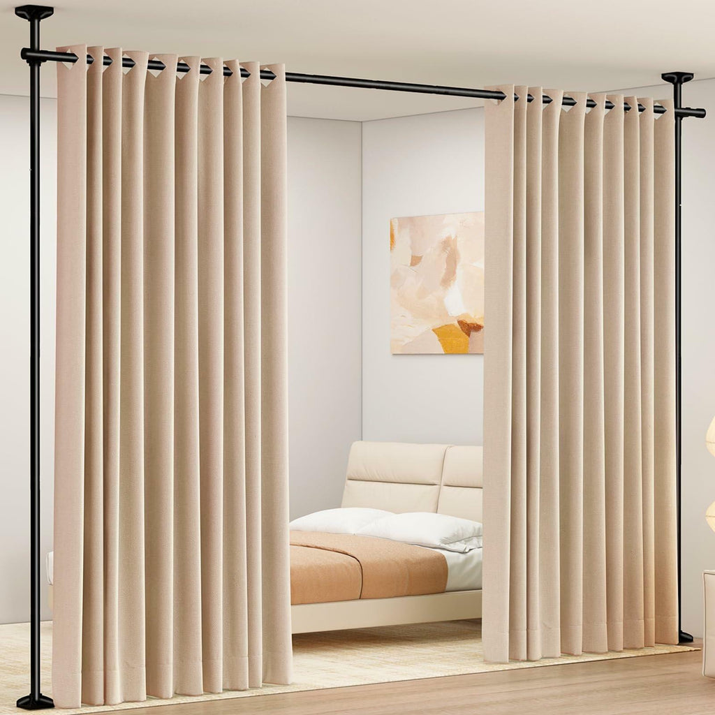 SUNALLY Room Divider Curtain Rod No Drilling Space Partition Separator