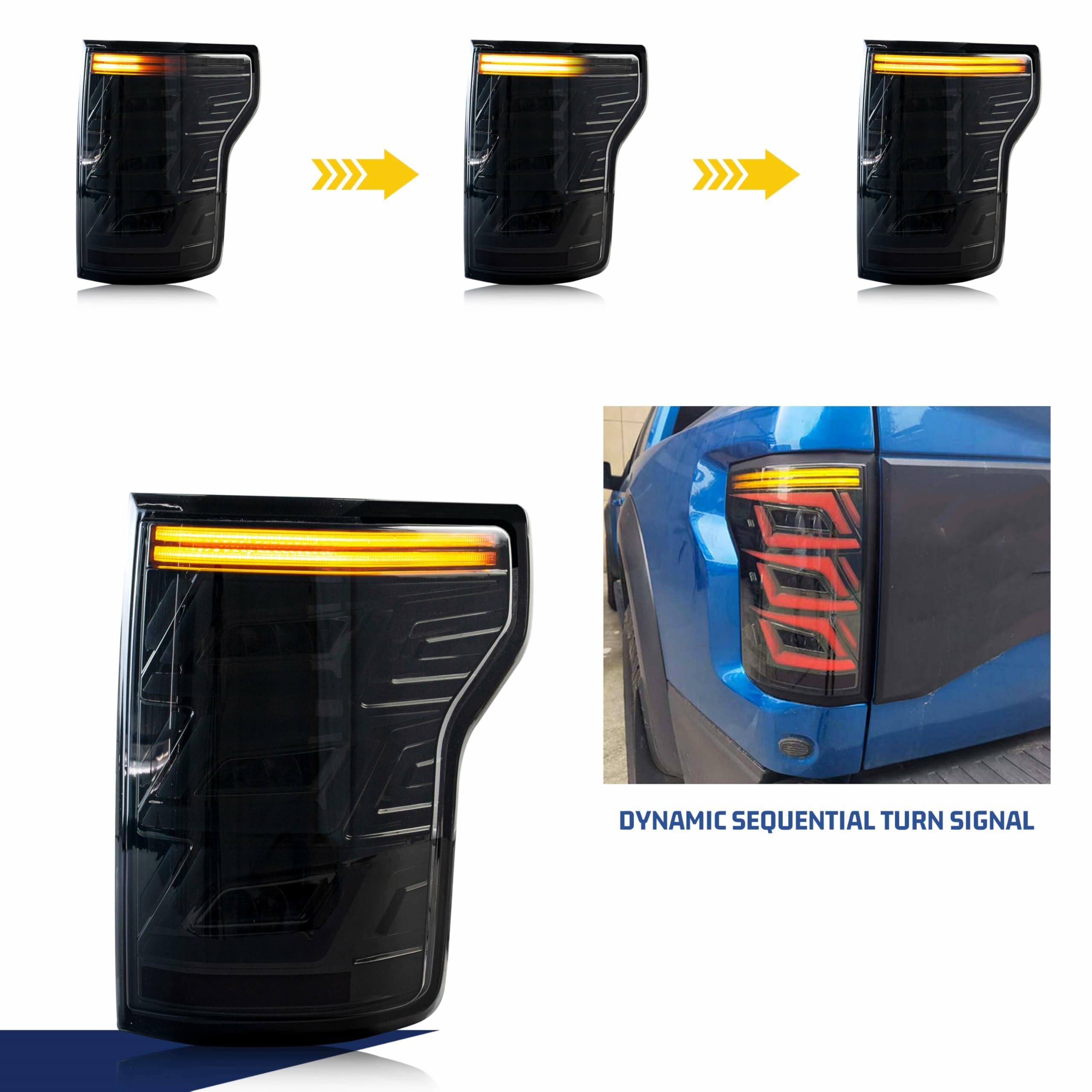 LED Tail Lights Assembly for Ford F-150 2015-2020 XL Halogen Replacement