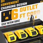 ZESEN Power Tool Organizer Wall Mount 3-Layer Charging Station 6 Outlets