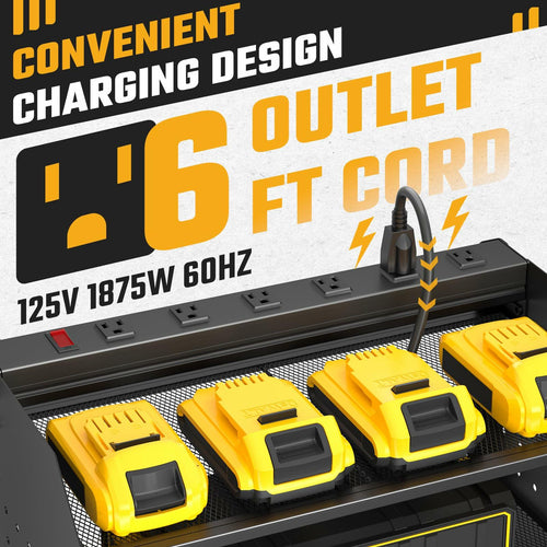 ZESEN Power Tool Organizer Wall Mount 3-Layer Charging Station 6 Outlets