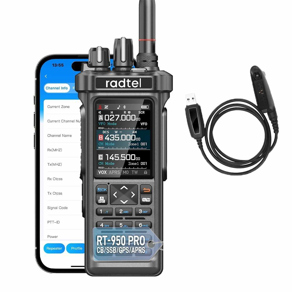 Radtel RT-950 PRO 10W Ham Radio GPS APRS Long Range Walkie Talkie
