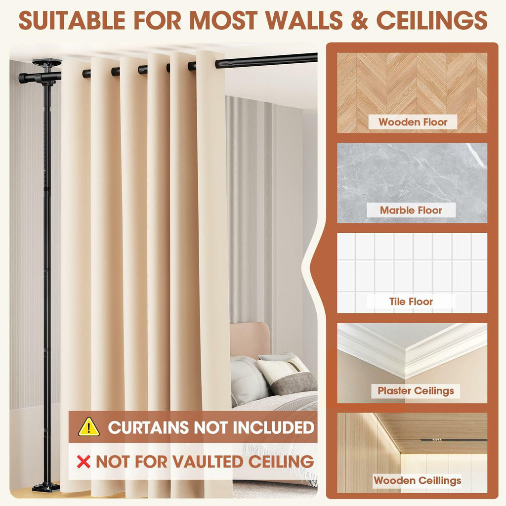 SUNALLY Room Divider Curtain Rod No Drilling Space Partition Separator