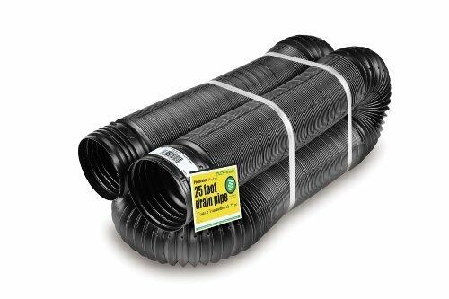 Flex-Drain 25ft x 4in Poly Drain Pipe Flexible Corrugated Drainage Hose