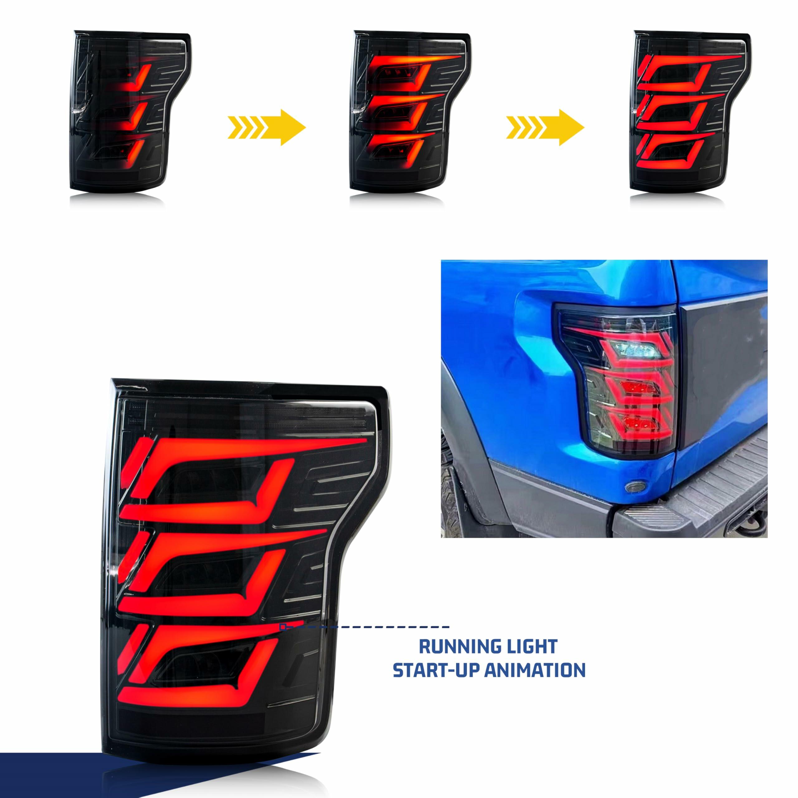 LED Tail Lights Assembly for Ford F-150 2015-2020 XL Halogen Replacement