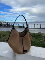 Lanshgo Straw Woven Shoulder Bag Women Summer Beach Tote Bag