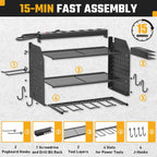ZESEN Power Tool Organizer Wall Mount 3-Layer Charging Station 6 Outlets