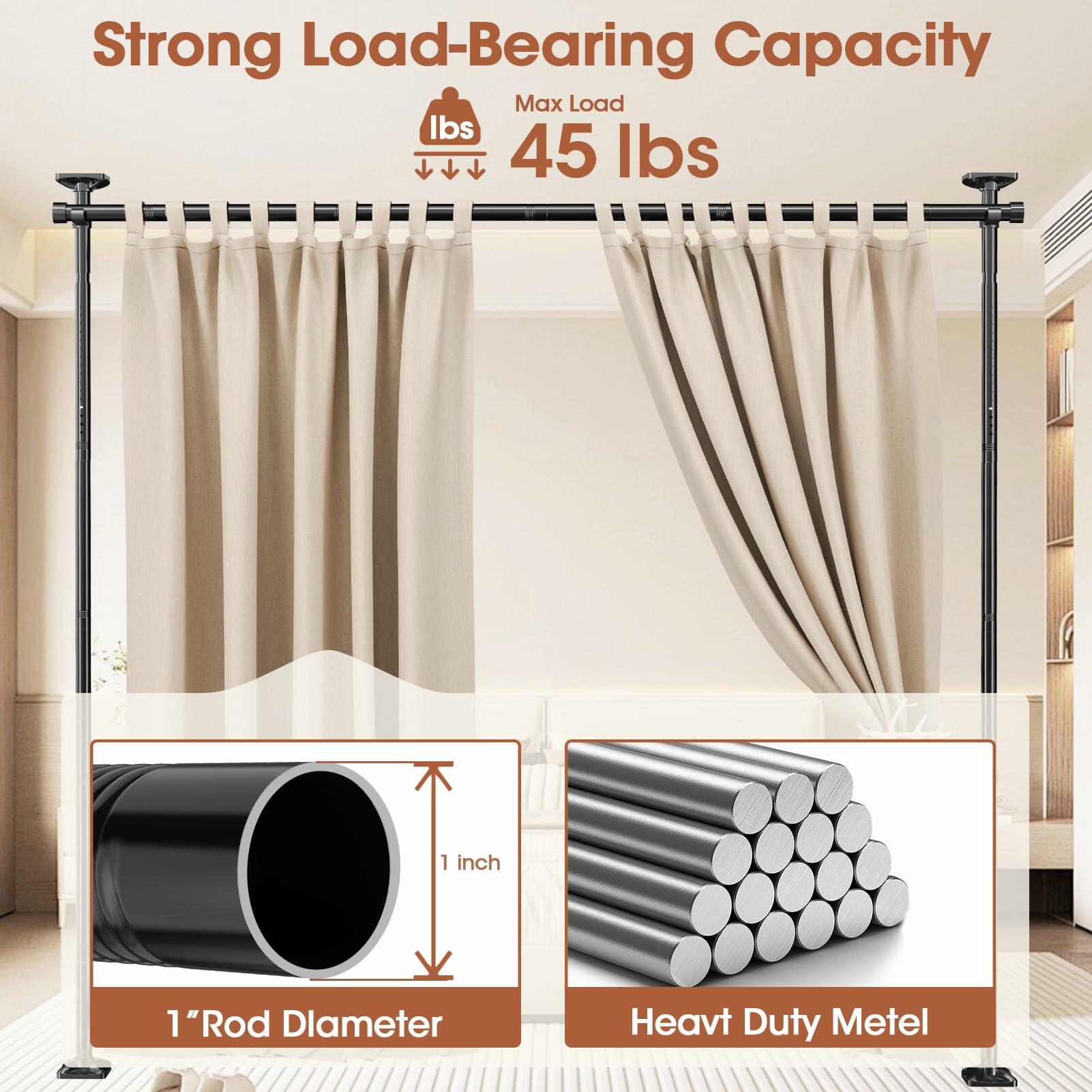 SUNALLY Room Divider Curtain Rod No Drilling Space Partition Separator