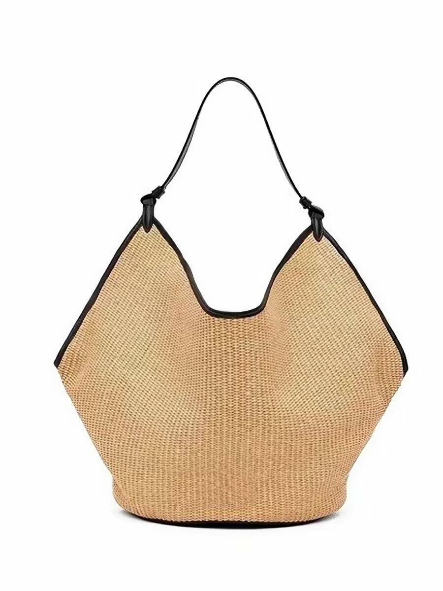 Lanshgo Straw Woven Shoulder Bag Women Summer Beach Tote Bag