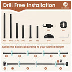 SUNALLY Room Divider Curtain Rod No Drilling Space Partition Separator