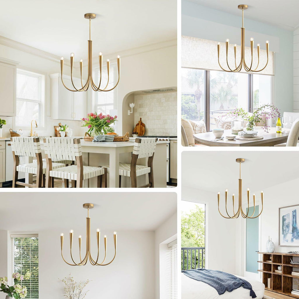 Magiroz 6-Light Gold Candle Chandelier Vintage Farmhouse Dining Room Pendant