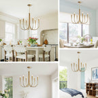 Magiroz 6-Light Gold Candle Chandelier Vintage Farmhouse Dining Room Pendant