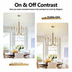 Magiroz 6-Light Gold Candle Chandelier Vintage Farmhouse Dining Room Pendant