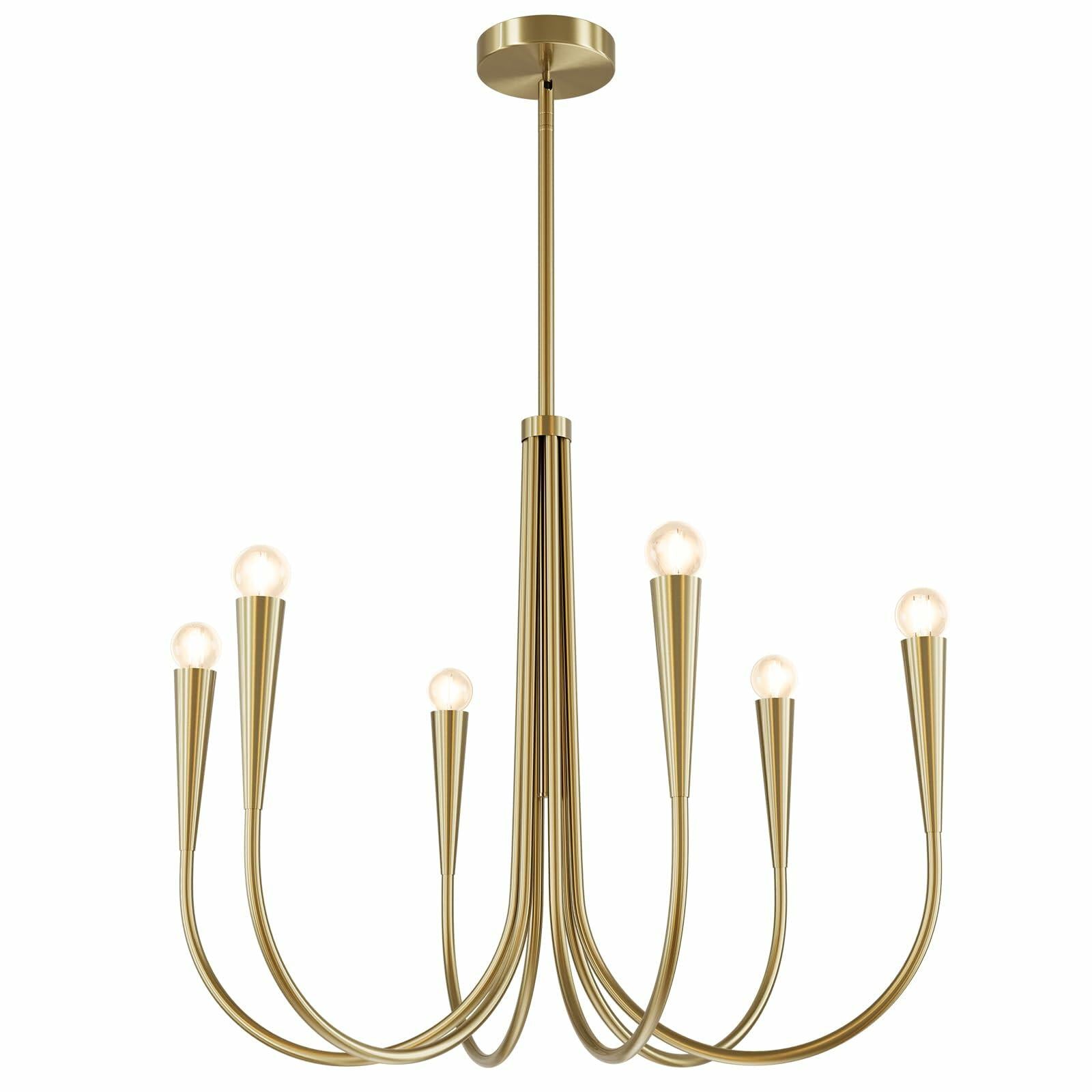 Magiroz 6-Light Gold Candle Chandelier Vintage Farmhouse Dining Room Pendant