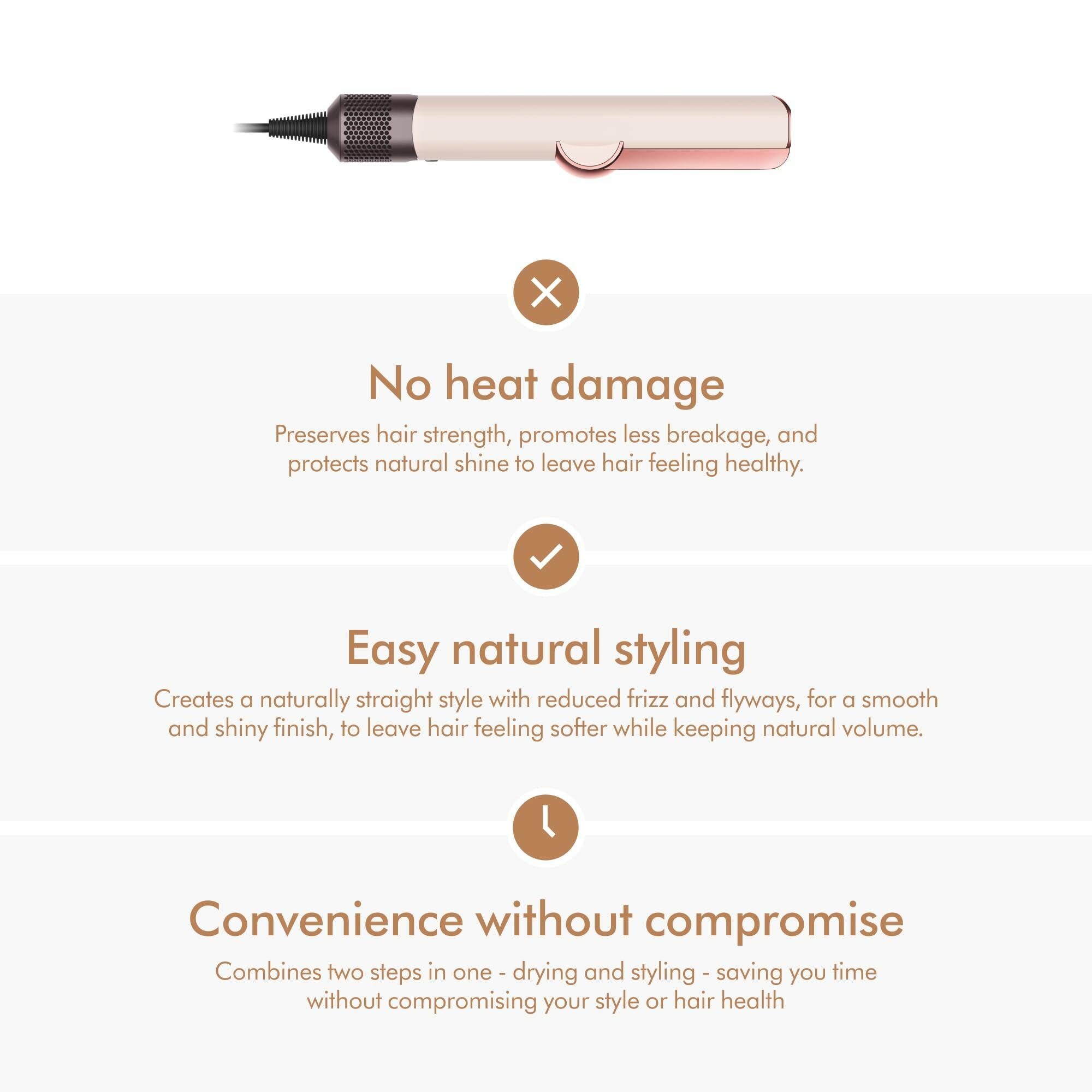 Dyson Airstrait Ceramic Pink Hair Straightener Wet to Dry No Heat Damage