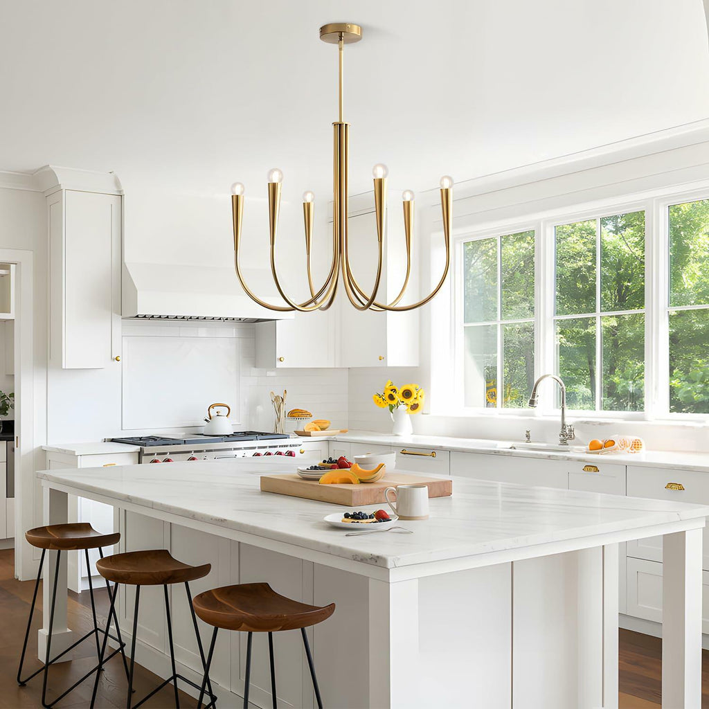 Magiroz 6-Light Gold Candle Chandelier Vintage Farmhouse Dining Room Pendant