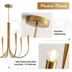 Magiroz 6-Light Gold Candle Chandelier Vintage Farmhouse Dining Room Pendant