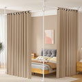 SUNALLY No Drill Room Divider Curtain Rod Freestanding 4-10ft H 28-114in W White