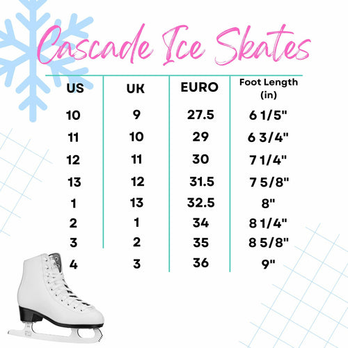Lake Placid Cascade Girl's Figure Ice Skates White Size 3