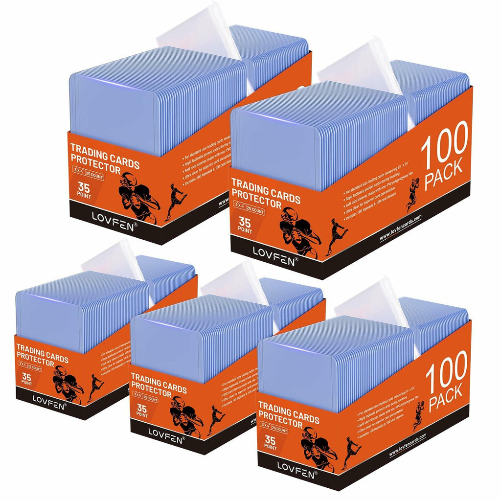 LOVFEN 500 Toploaders + 500 Penny Sleeves 3x4 35pt Card Protectors Set