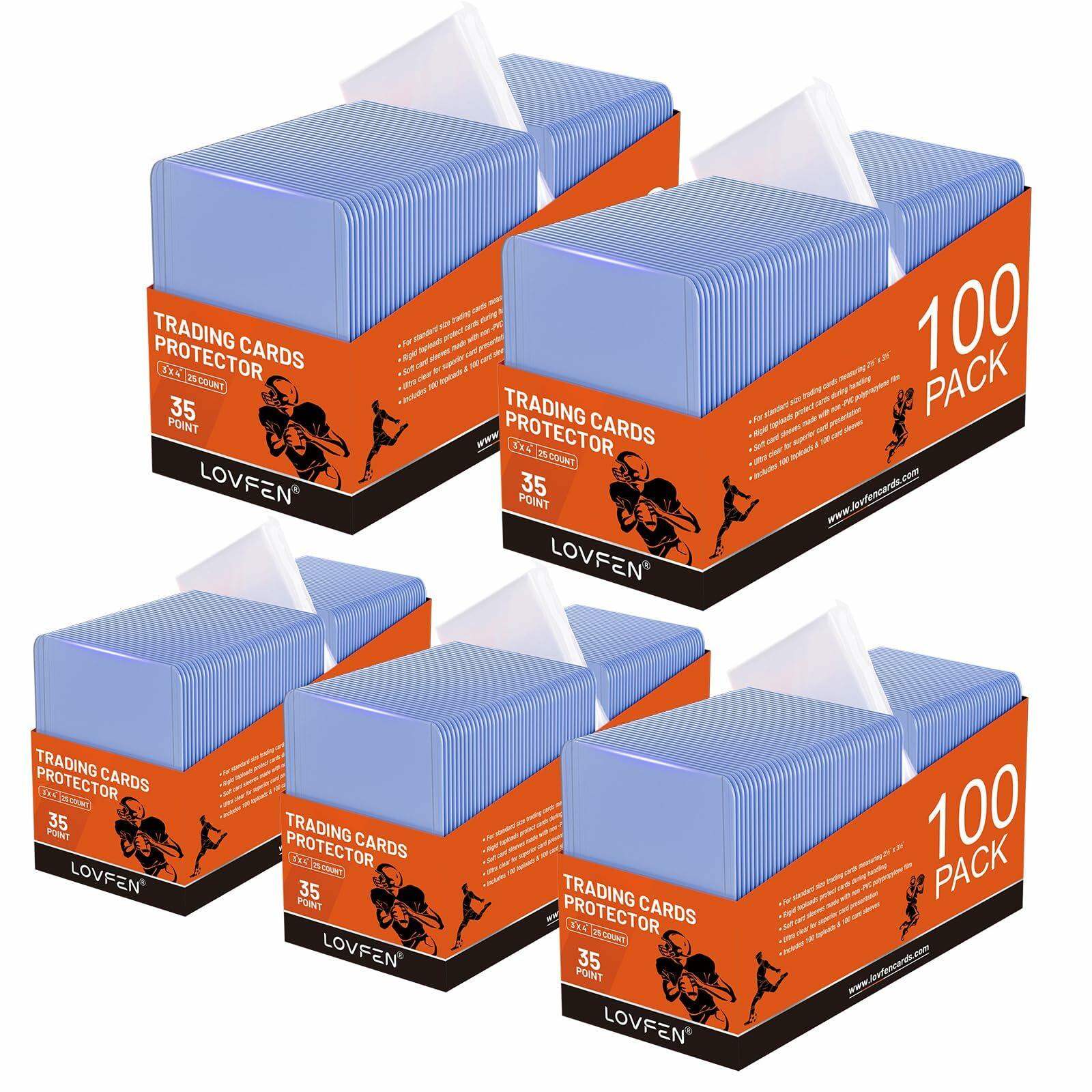 LOVFEN 500 Toploaders + 500 Penny Sleeves 3x4 35pt Card Protectors Set