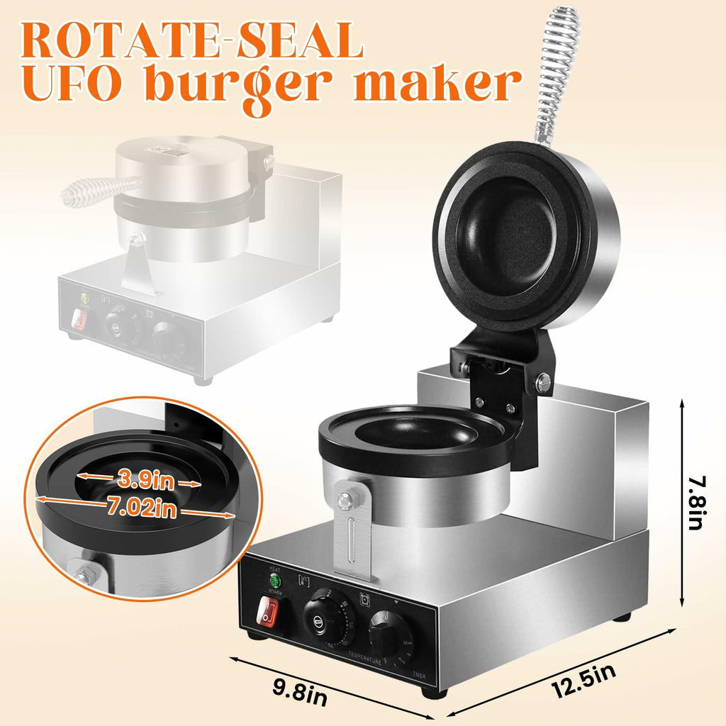 Commercial UFO Burger Maker Rotary Sandwich Waffle Ice Cream Filling Machine