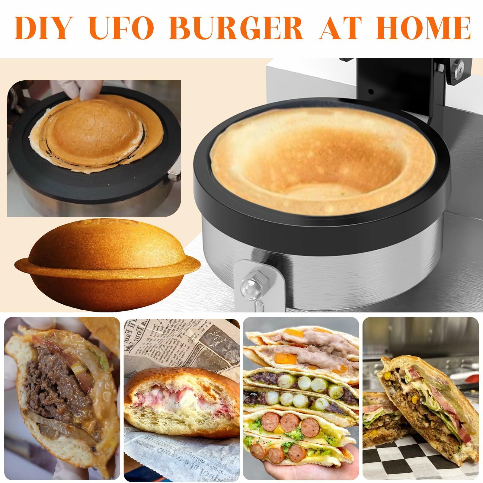 Commercial UFO Burger Maker Rotary Sandwich Waffle Ice Cream Filling Machine