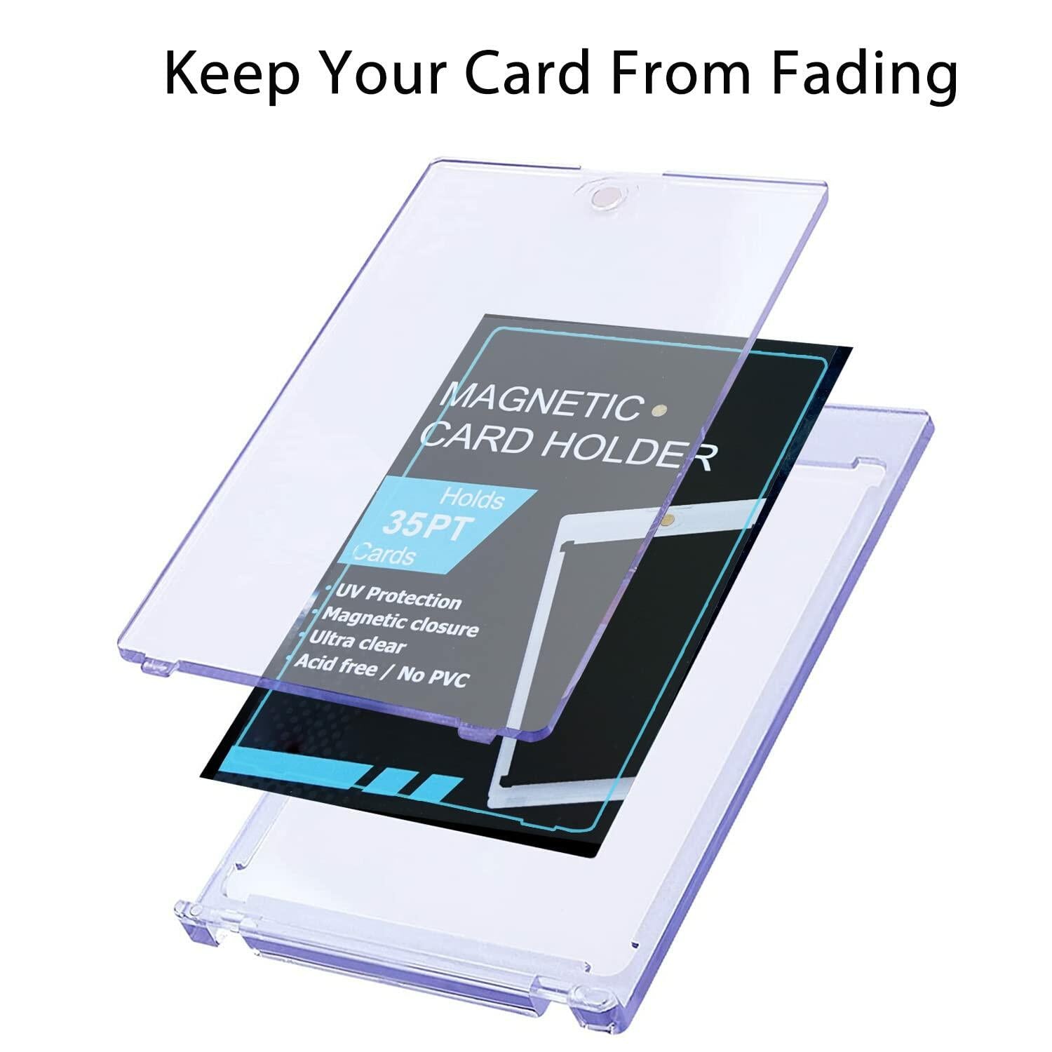 50CT Magnetic Card Holders 35pt Hard Plastic Trading Card Cases Display