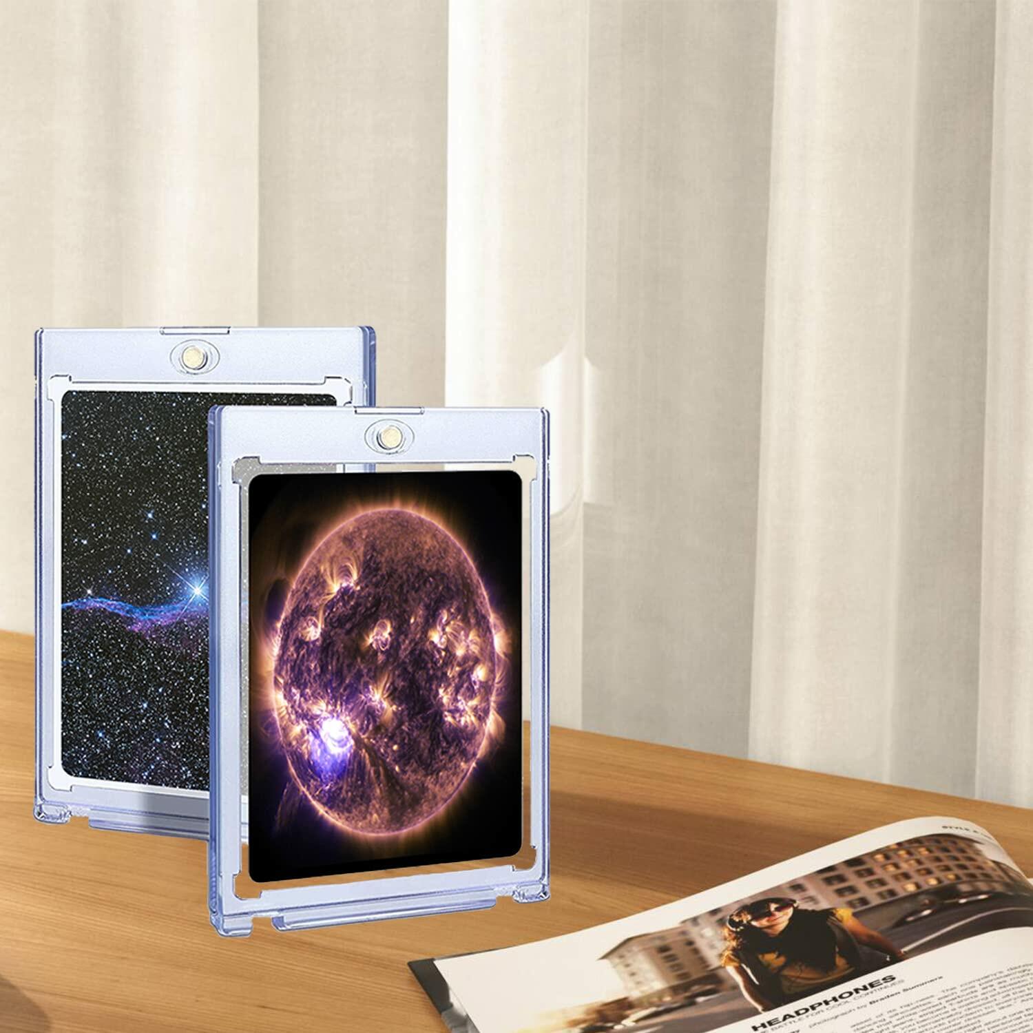 50CT Magnetic Card Holders 35pt Hard Plastic Trading Card Cases Display