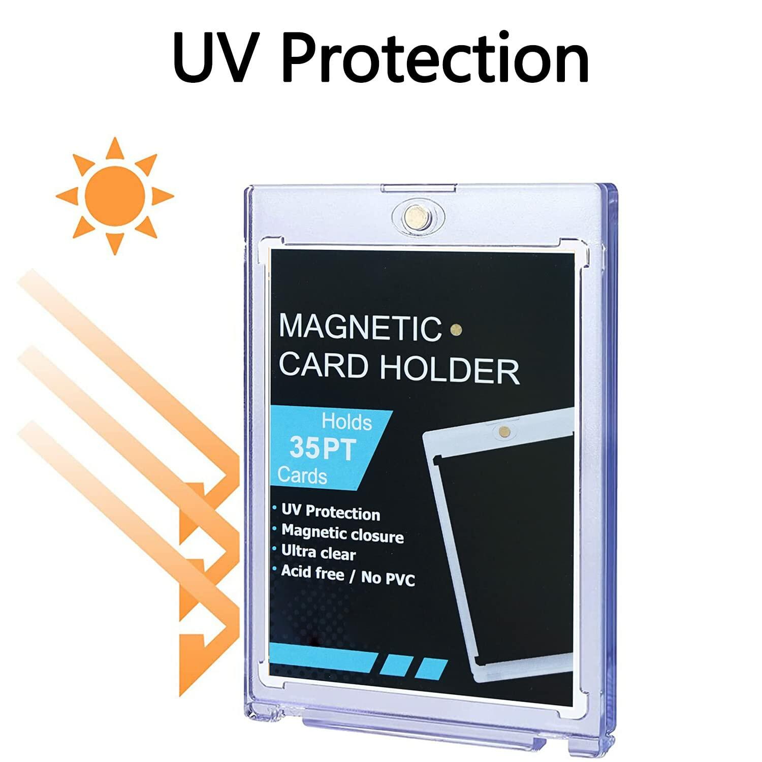 50CT Magnetic Card Holders 35pt Hard Plastic Trading Card Cases Display