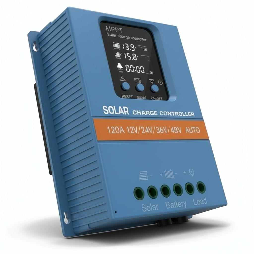 Solar Charge Controller 120A 12V 24V 36V 48V Intelligent Recognition LCD Display