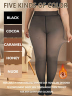 Amzshe Plus Size Fleece Lined Tights for Women, Fake Translucent Warm Winter