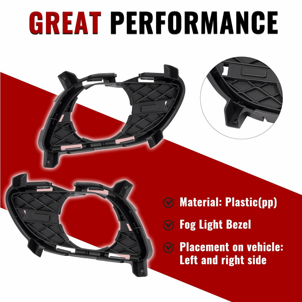 HECASA Fog Light Bezels LH & RH for Infiniti G37 2011-2015 Compatible