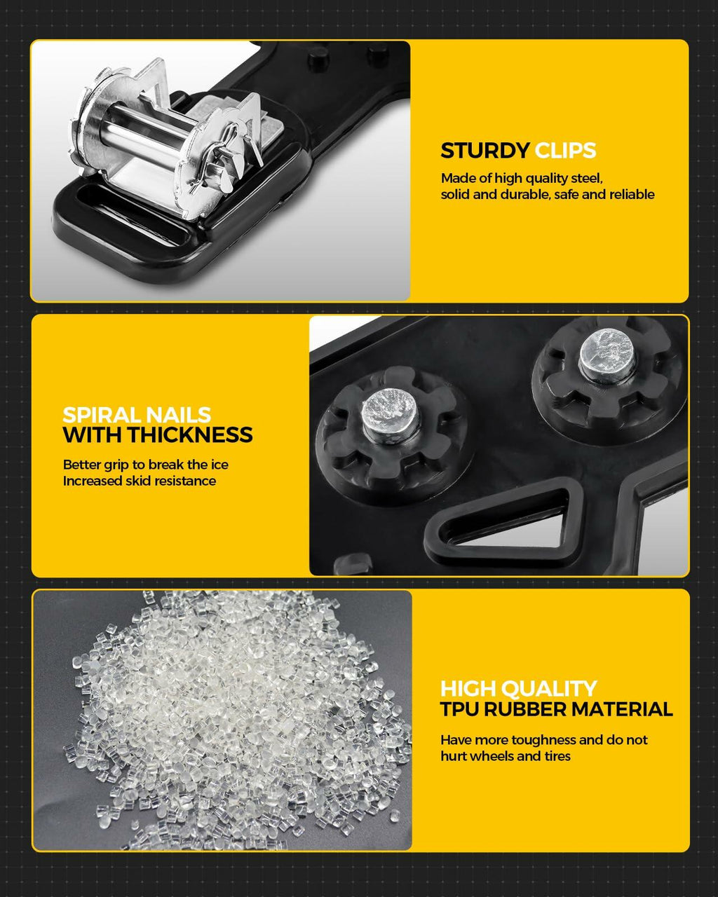 KYX Tire Chains for Car SUV Pickup Trucks Adjustable Universal Snow Chains