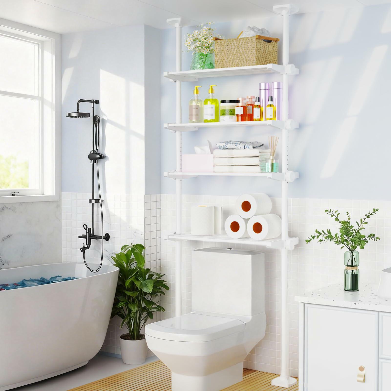 SUNALLY Over Toilet Storage Shelf 4-Tier Adjustable Bathroom Organizer