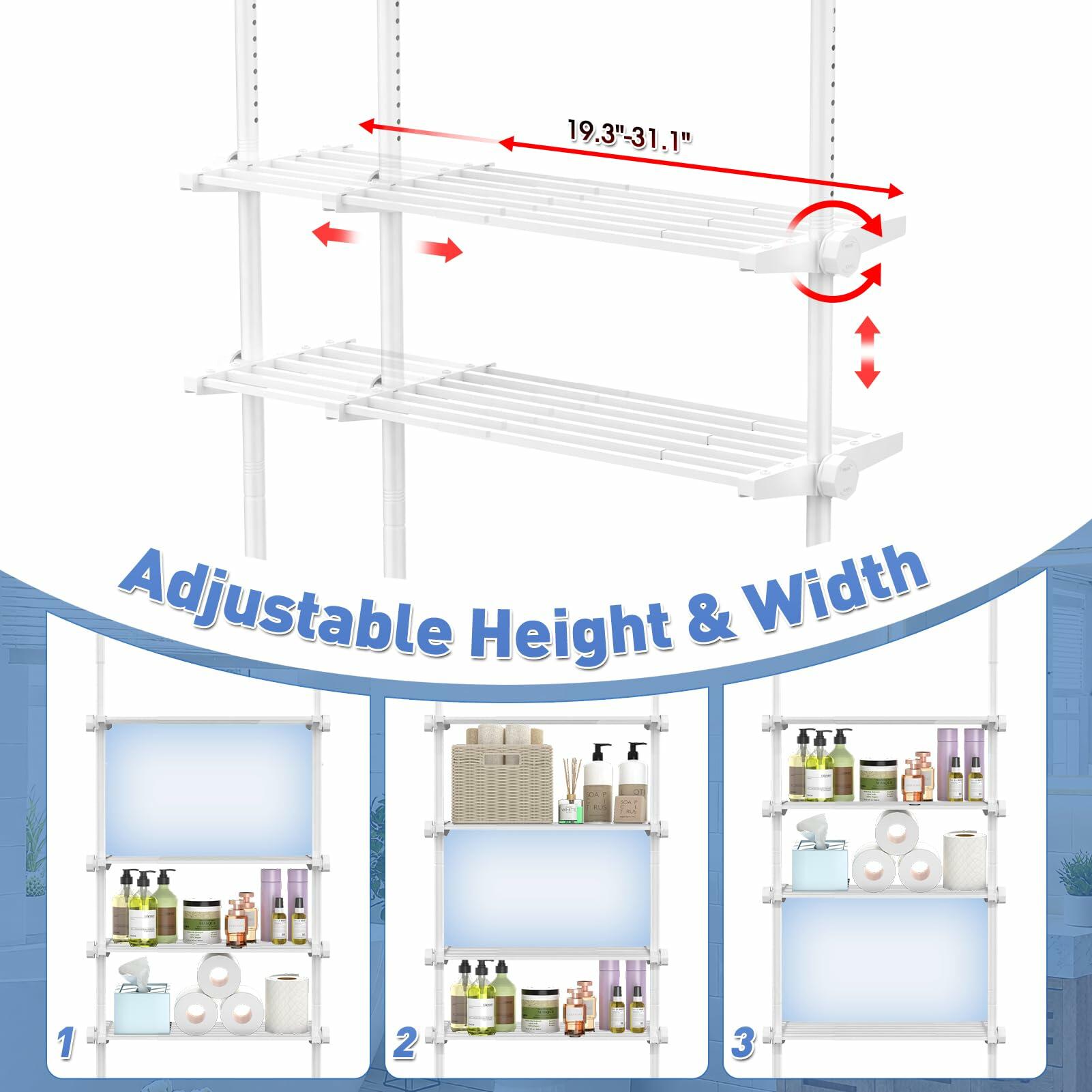 SUNALLY Over Toilet Storage Shelf 4-Tier Adjustable Bathroom Organizer