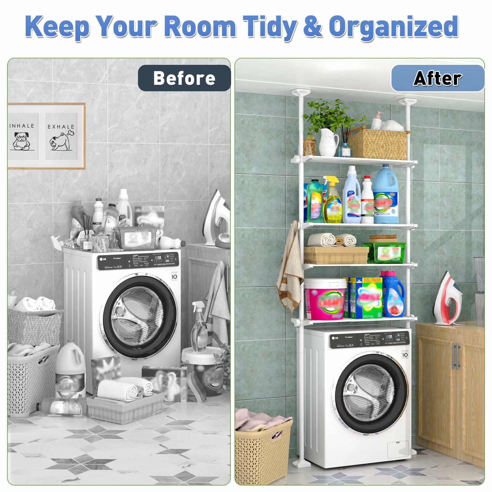 SUNALLY Over Toilet Storage Shelf 4-Tier Adjustable Bathroom Organizer
