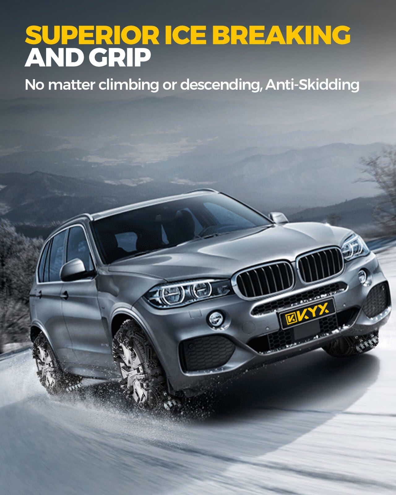 KYX Tire Chains for Car SUV Pickup Trucks Adjustable Universal Snow Chains