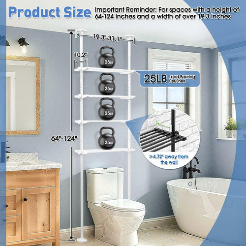 SUNALLY Over Toilet Storage Shelf 4-Tier Adjustable Bathroom Organizer