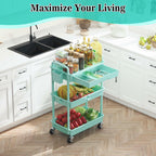 SUNALLY 3-Tier Rolling Cart with Drawer & Lockable Wheels, Bathroom Storage