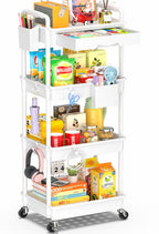 SUNALLY 4 Tier Rolling Utility Cart with Drawer Storage Organizer Cart