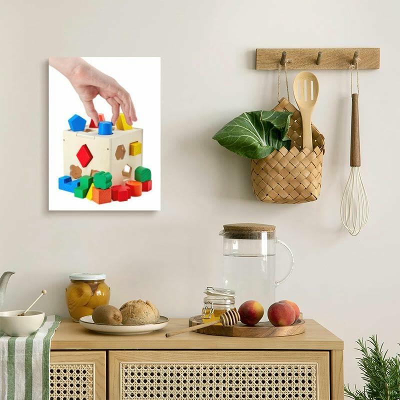 Bathroom Canvas Wall Art Wooden Children Hand Development Fine Detail Print