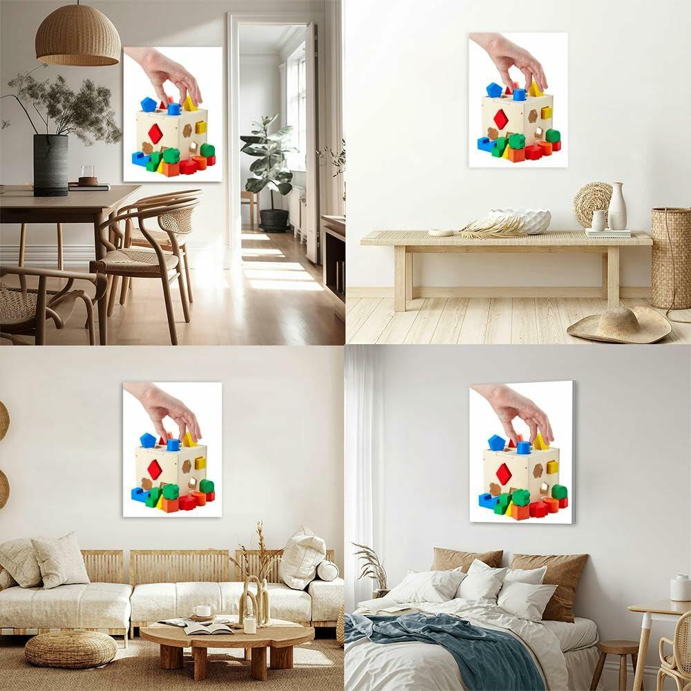 Bathroom Canvas Wall Art Wooden Children Hand Development Fine Detail Print
