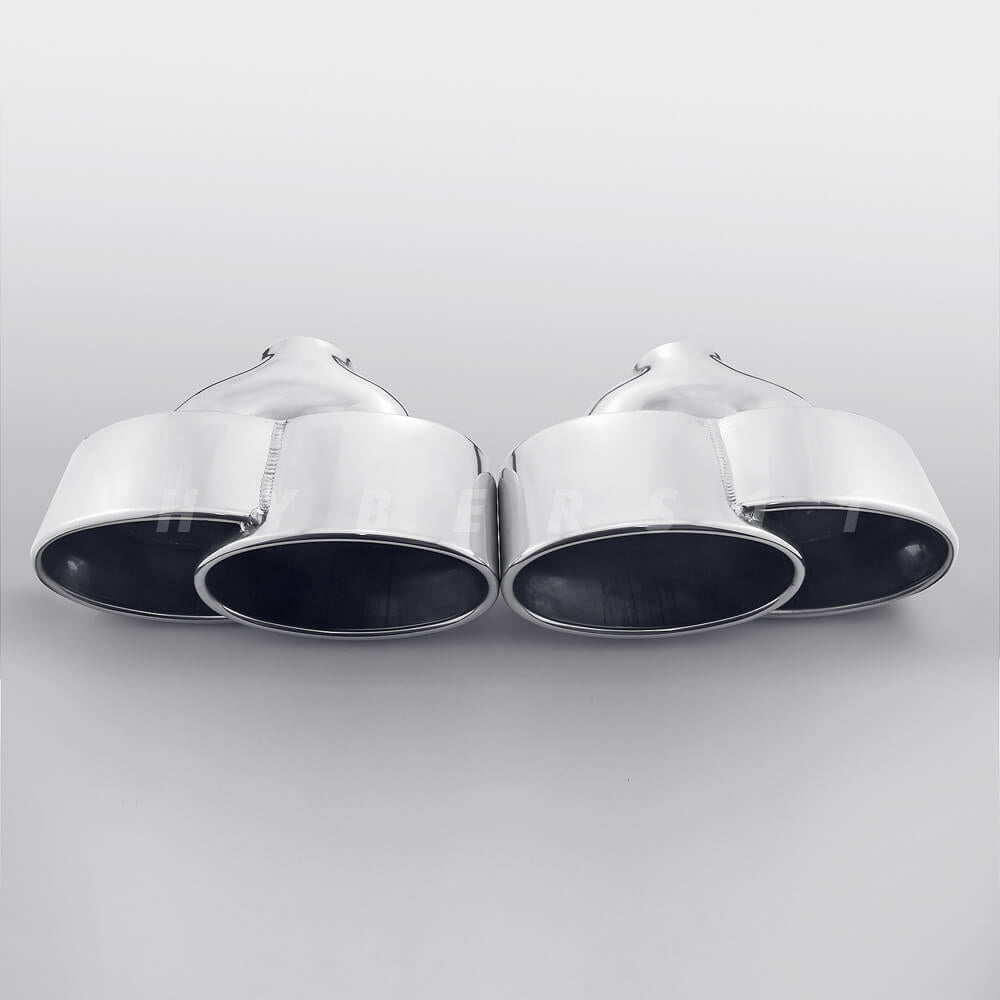 Pair 2.4" inlet Porsche 997 C2/S/4S/GTS Style Oval Stainless Steel Exhaust Tips