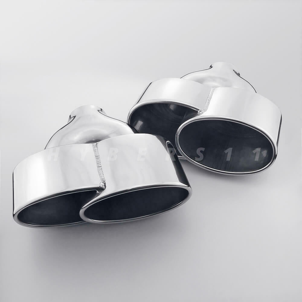 Pair 2.4" inlet Porsche 997 C2/S/4S/GTS Style Oval Stainless Steel Exhaust Tips