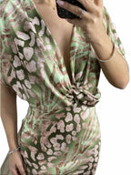 Averis Summer Women's Tight-Fitting Printed Sexy V-Neck mid-Waist Twisted Long